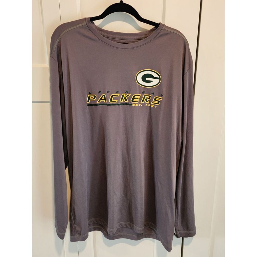 Green Bay Packers NFL Long Sleeve Shirt Men's 2XL Gray Graphic Football Tee